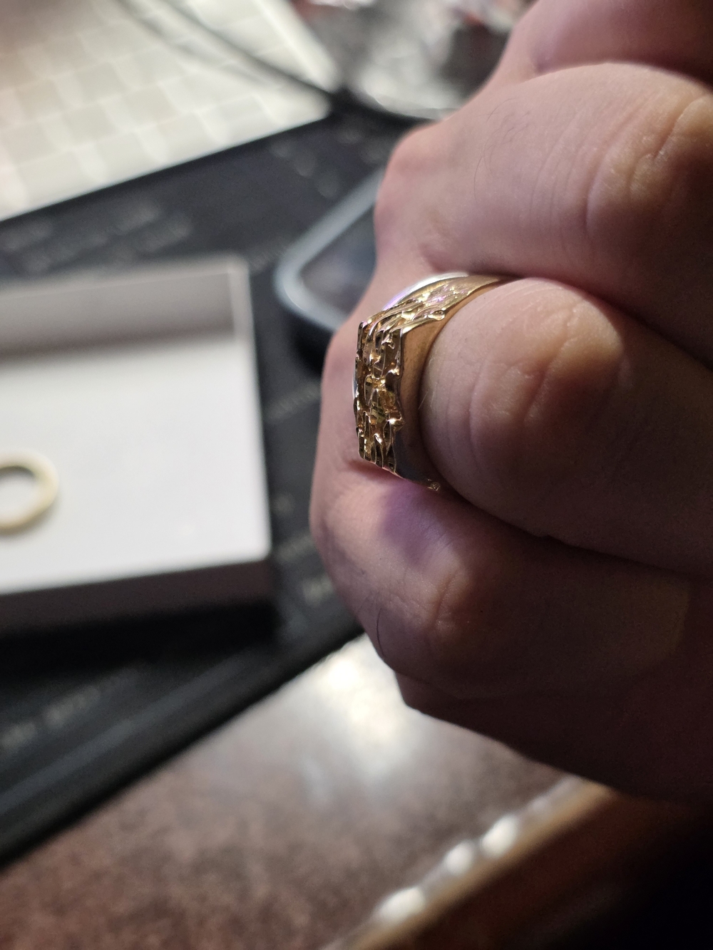 Gold Nugget Signet Ring - Picture 6 of 6